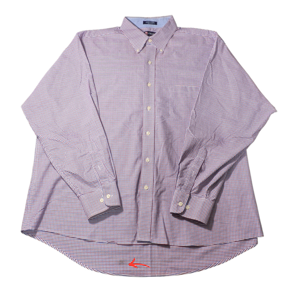 Chaps Mens Button Up Plaid Size 18-18.5 34/35 Red White Blue See Measurements